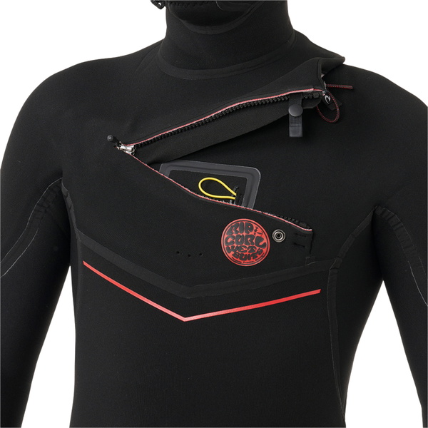 2026 Rip Curl Männer Flashbomb Fusion 5/4mm Mit Kapuze Brustreißverschluss Neoprenanzug 173MFS - Black